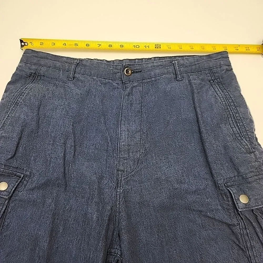Levi's Cargo Shorts Men Sz 36 Flat Front Blue Textured Chino 11